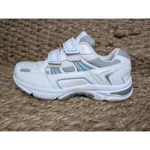 Vionic Women's Tabi Walking Shoes White Teal Size 8 Comfort Cushioned